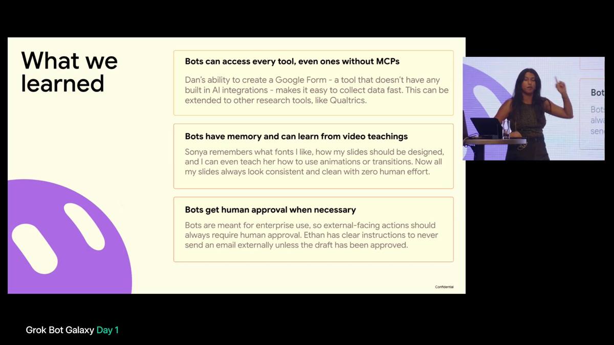 Workshop closing slide with three learnings