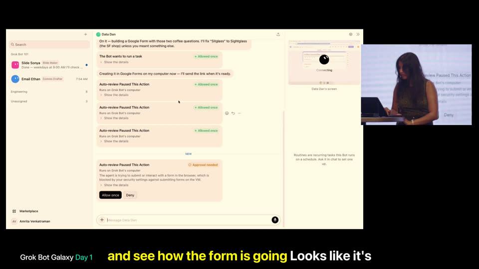 Captioned frame from Grok Bot 101 workshop